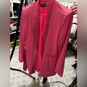 Pink Satin Tie Blazer Dress